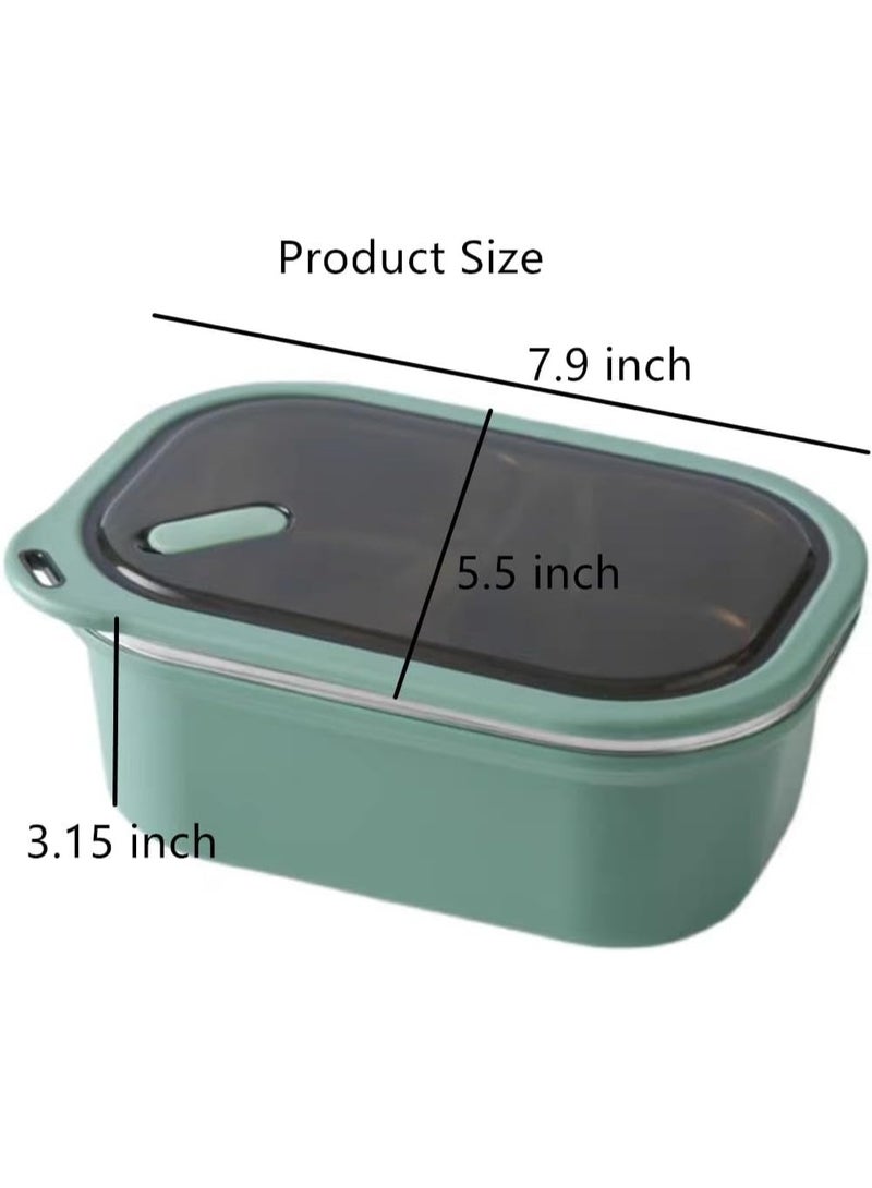 CLENEA Stainless Steel Bento Box, 1200ml Large Compartment Metal Lunch Containers for Adults, Bento Box Lunch Boxes for Men, Lunch Boxes Container, Sealed Lunch Box, Green - Image 2